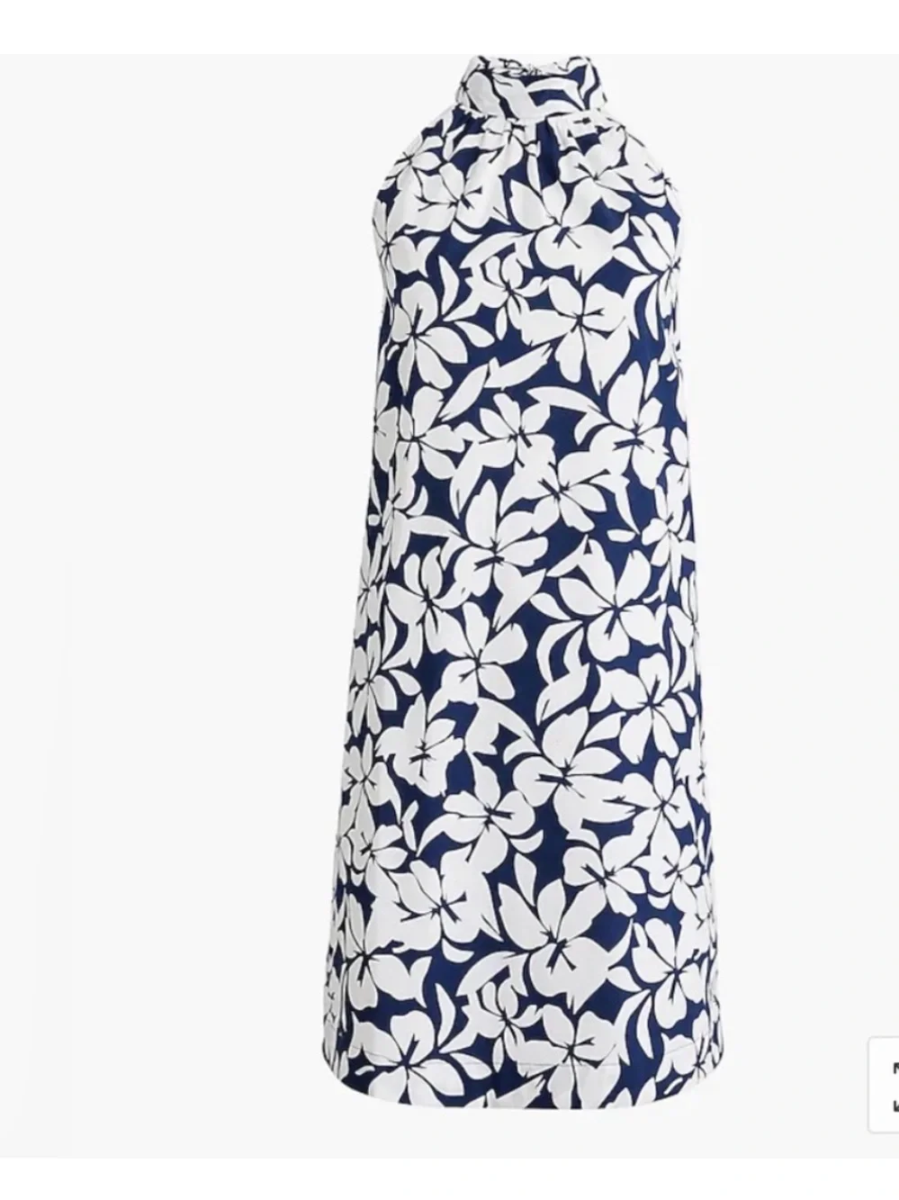 J. Crew Navy & White Floral Halter Tie Neck Shift Dress 0